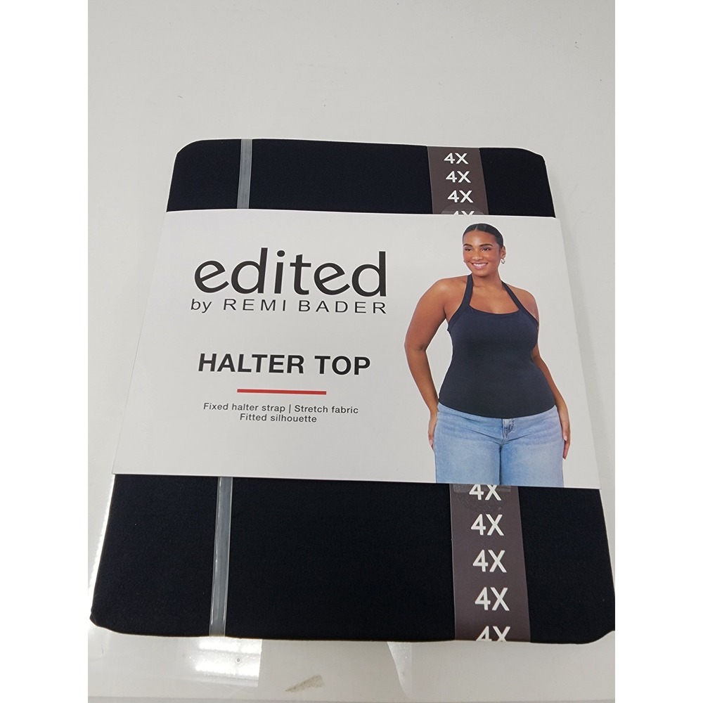 Edited by Remi Bader Womens Halter Top Black Nylon Blend Casual Size 4X